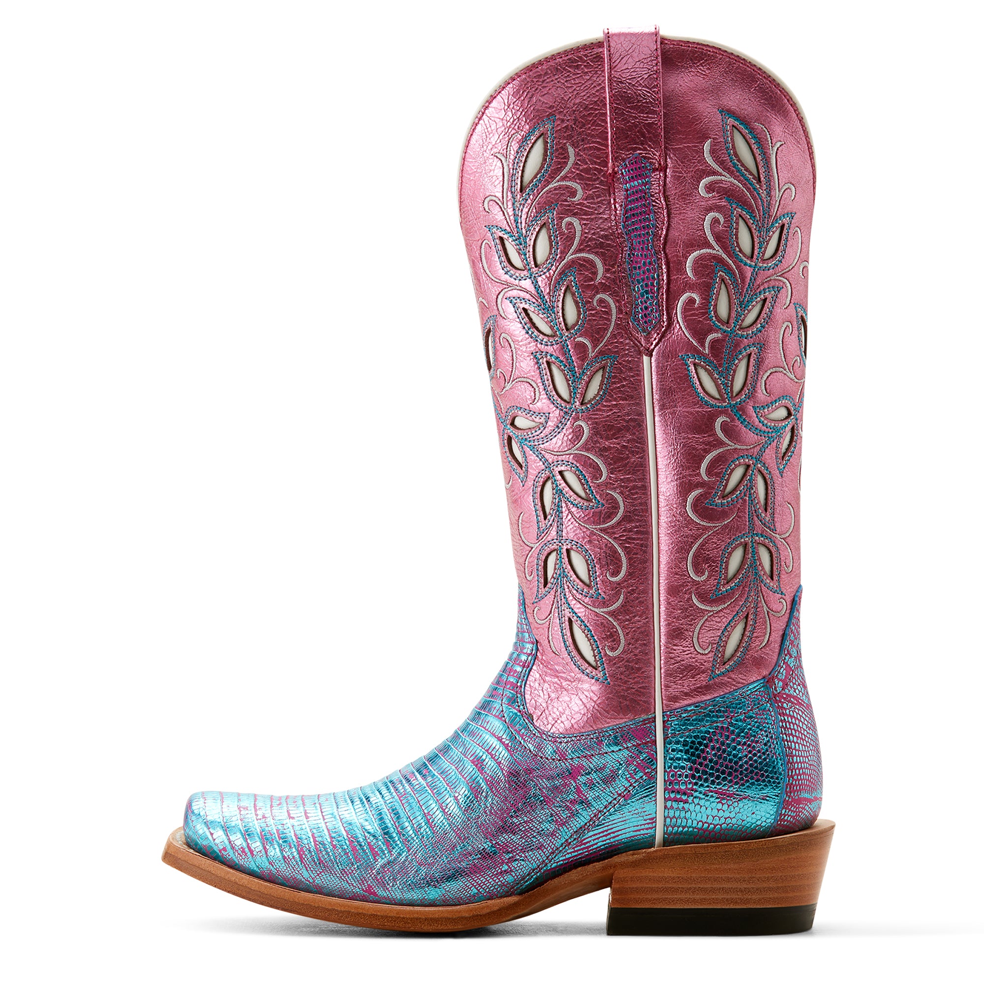 Cowgirl boots - pink and blue boots - Ariat boots - women's ariat boots - narrow cutter toe