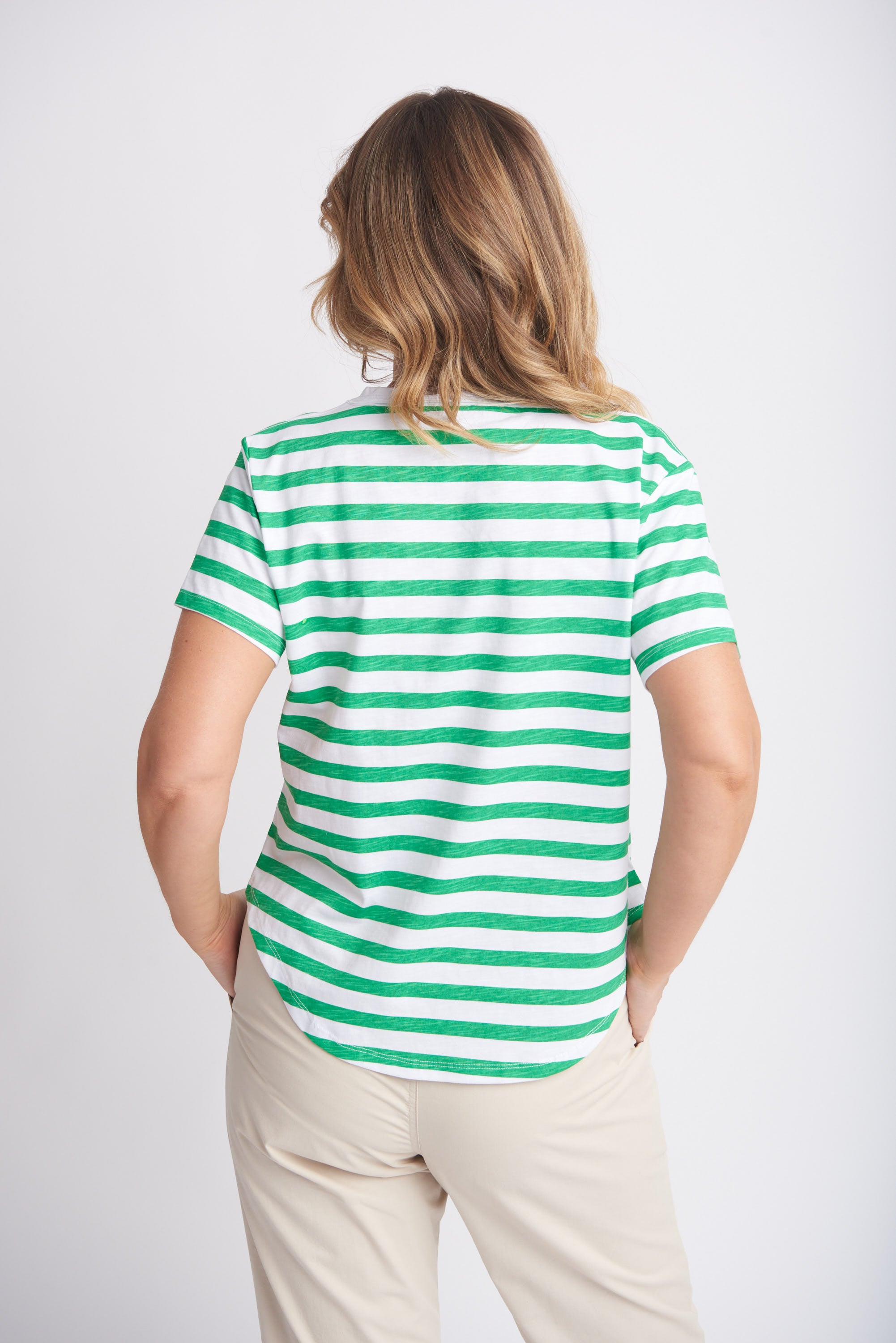 Goondiwindi Cotton Slub Striped Crew Neck Tee