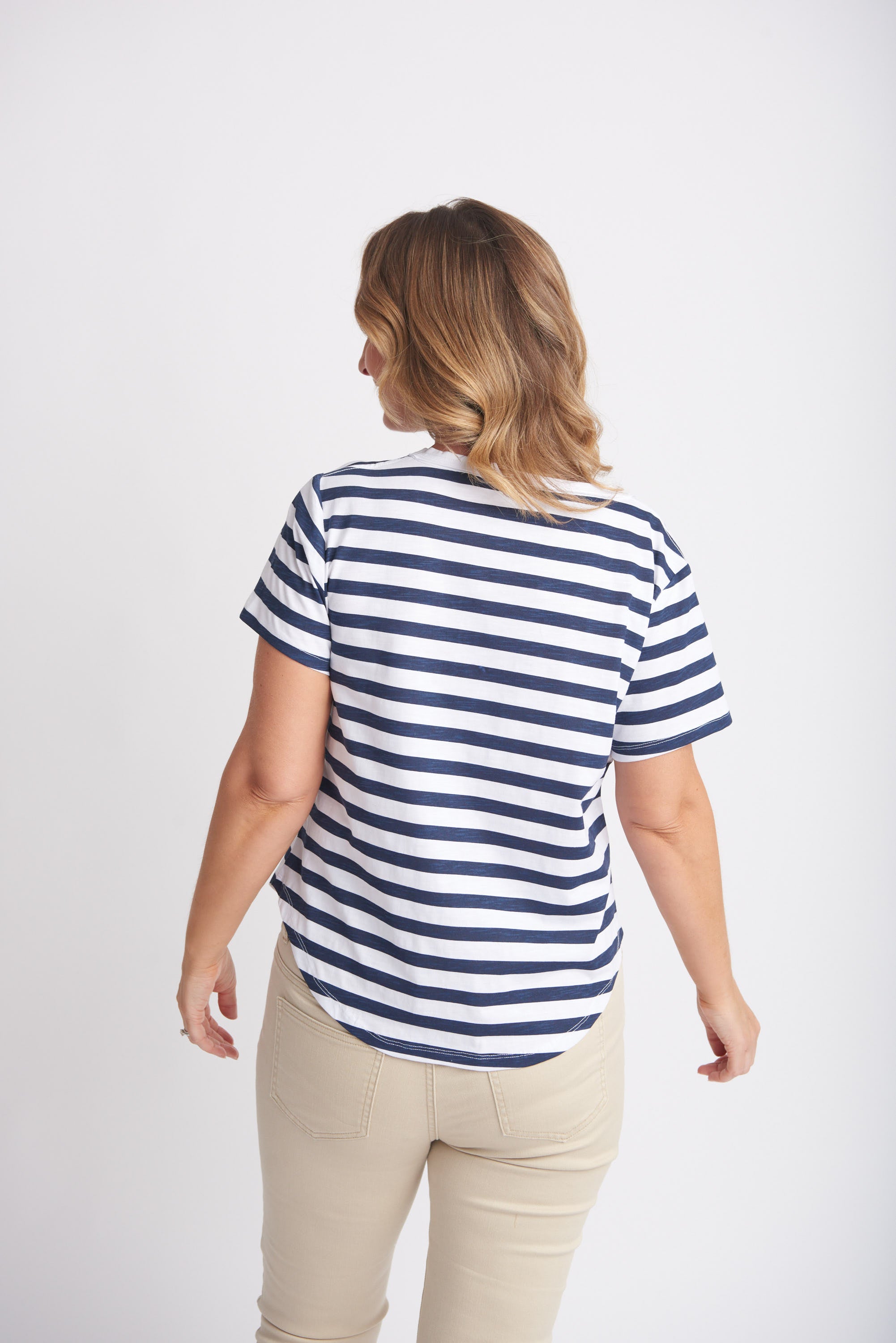 Goondiwindi Cotton Slub Striped Crew Neck Tee