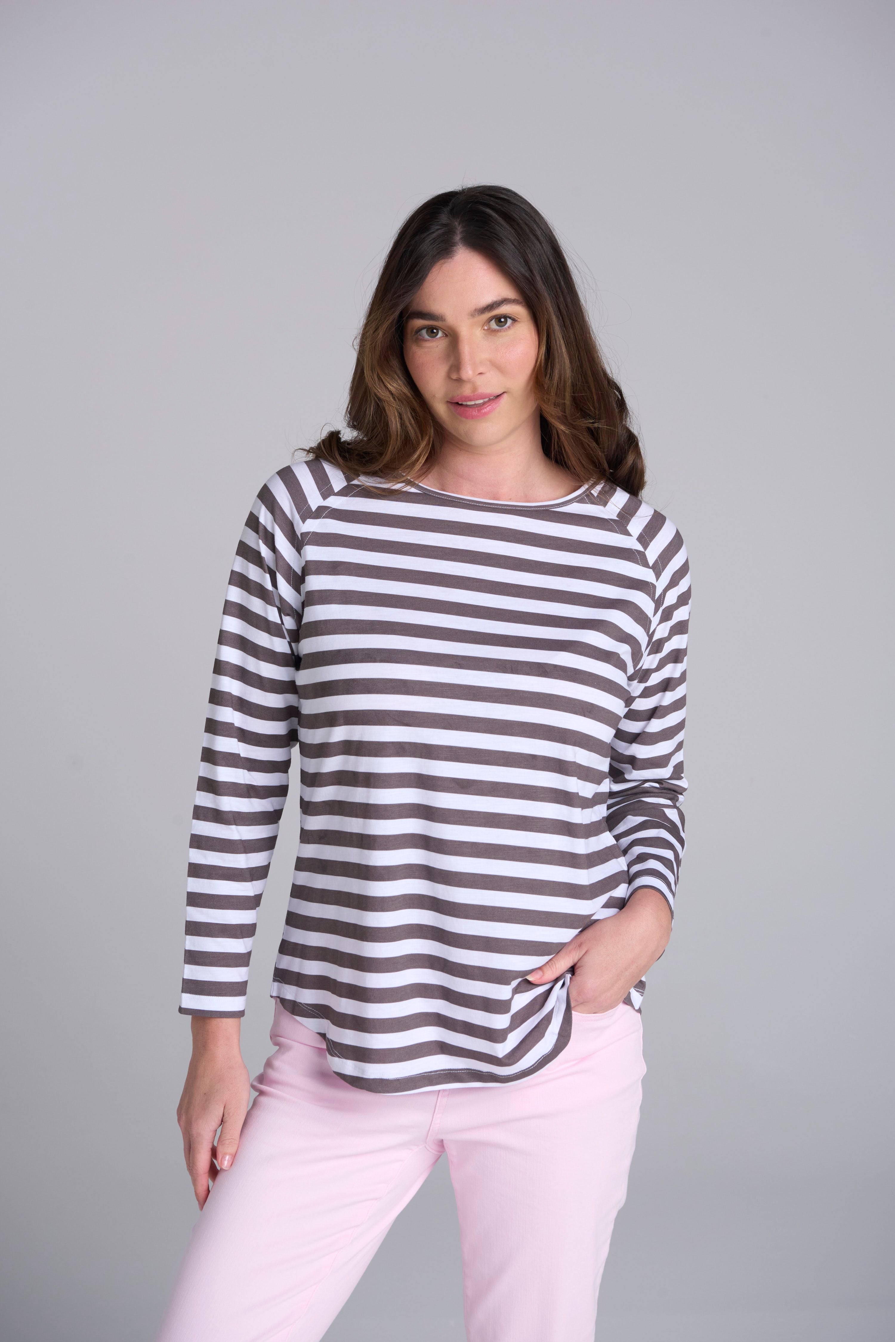 Goondiwindi Cotton Women's Stripe Raglan Long Sleeve