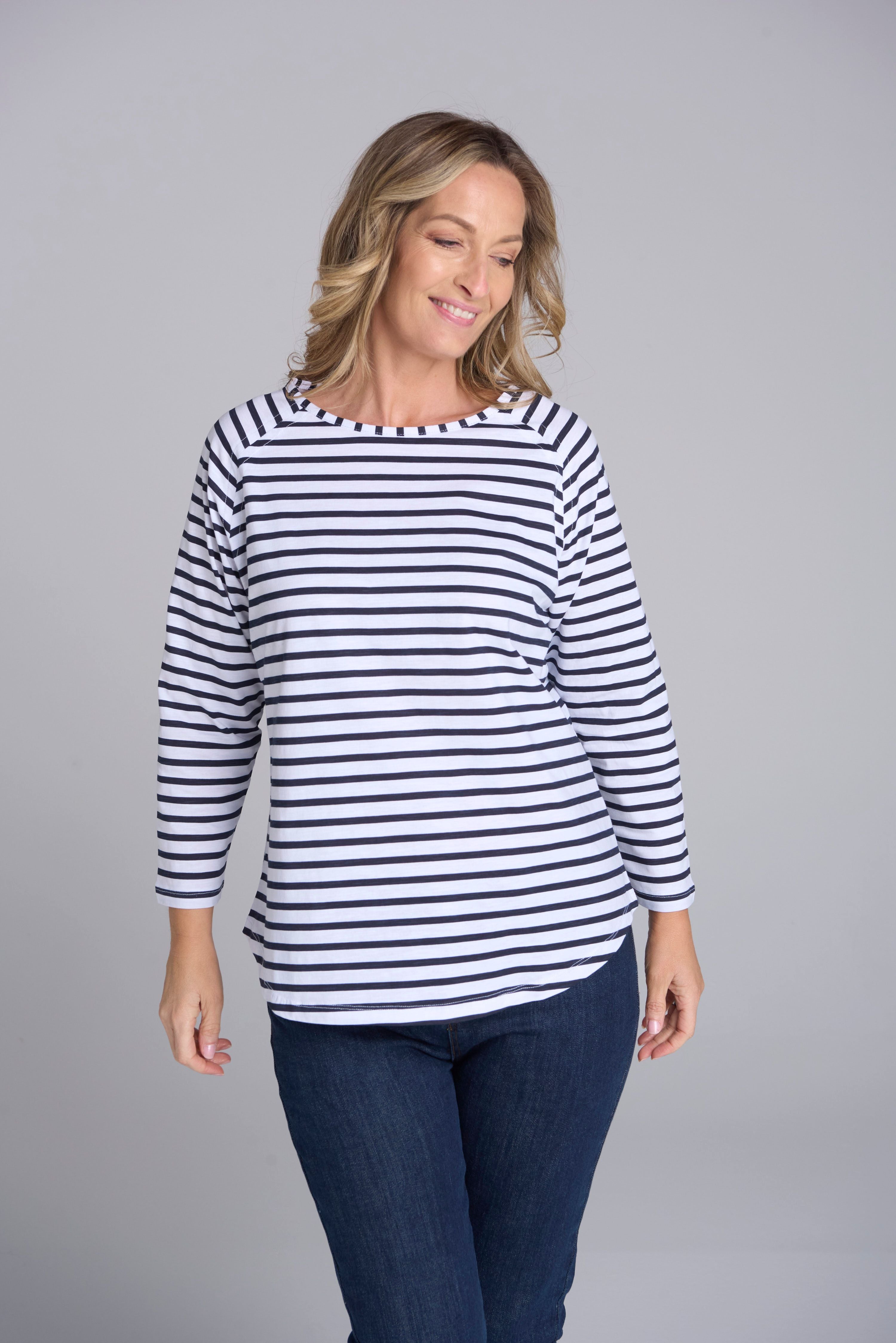 Goondiwindi Cotton Women's Stripe Raglan Long Sleeve
