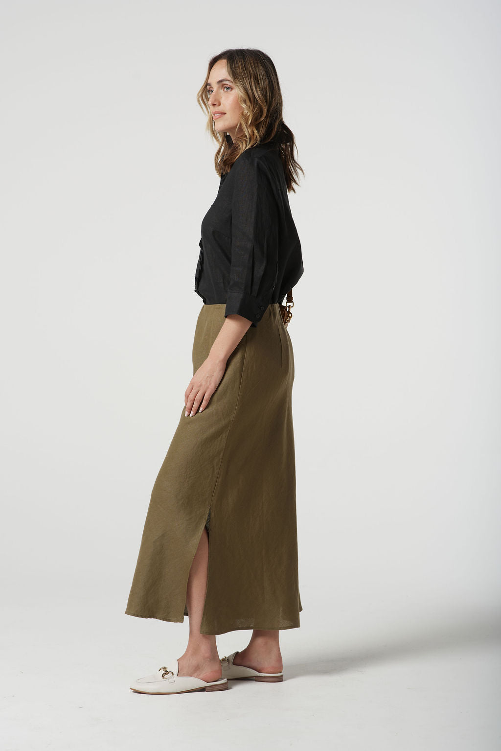 Goondiwindi Cotton Bias Cut Side Split Skirt