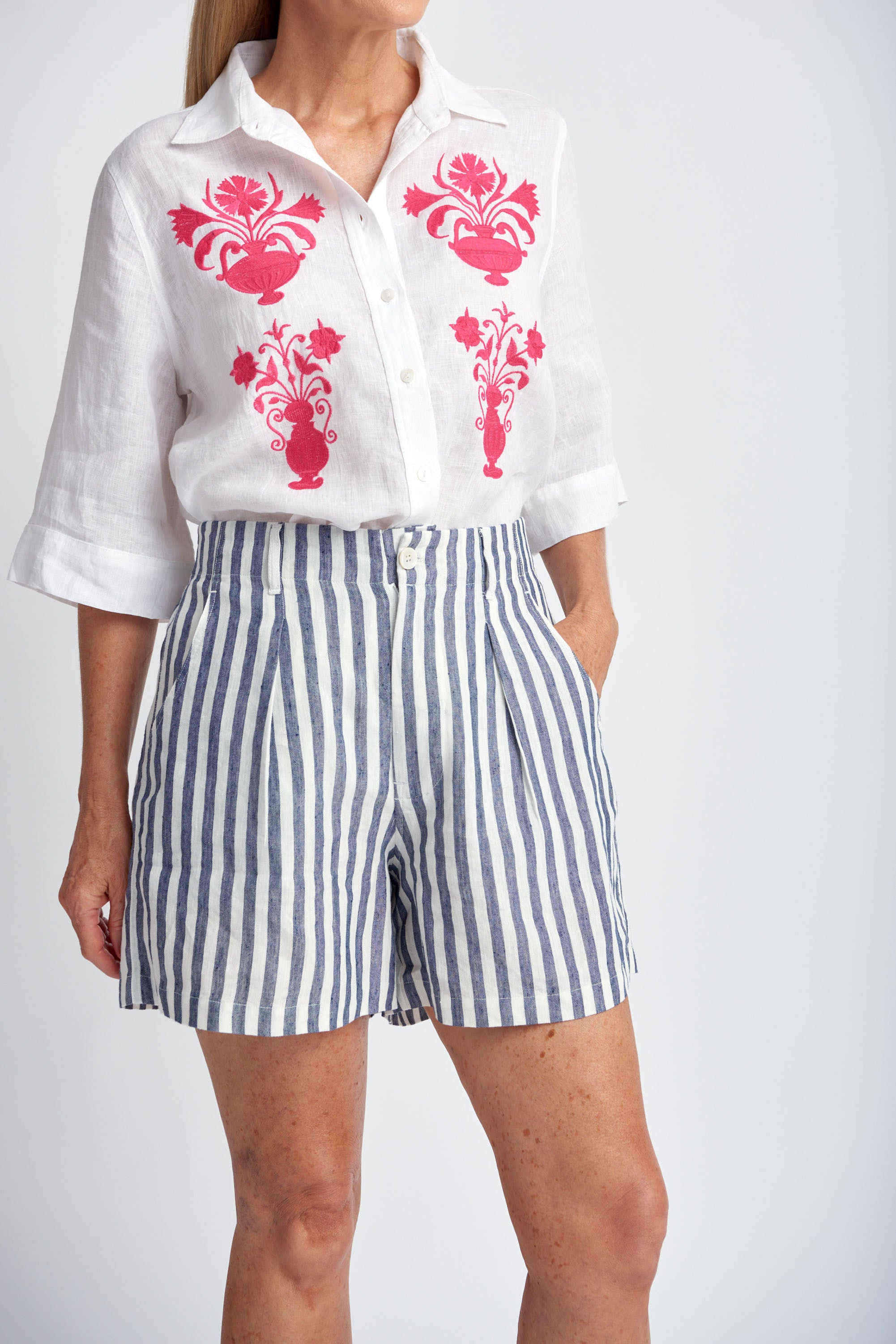 Goondiwindi Cotton Stripe Linen Shorts