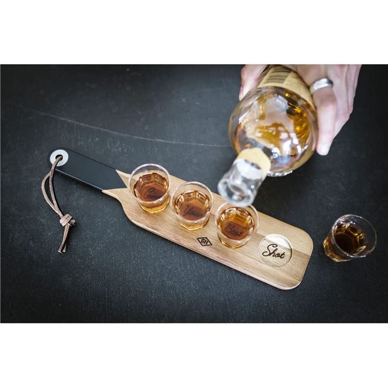 Gentlemen's Hardware Serving Paddle & Shot Glasses