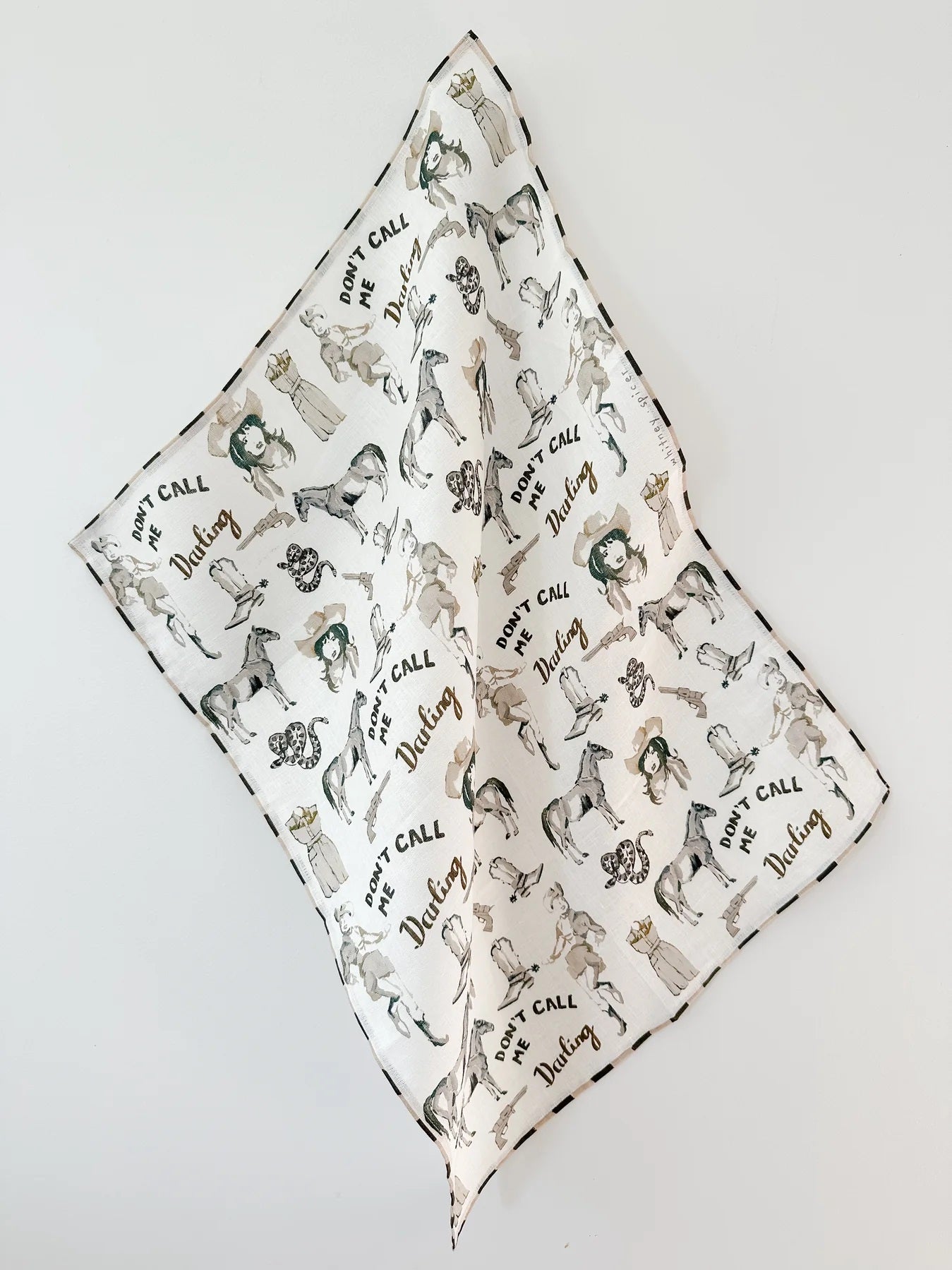 Whitney Spicer Linen Tea Towel 'The Darling'