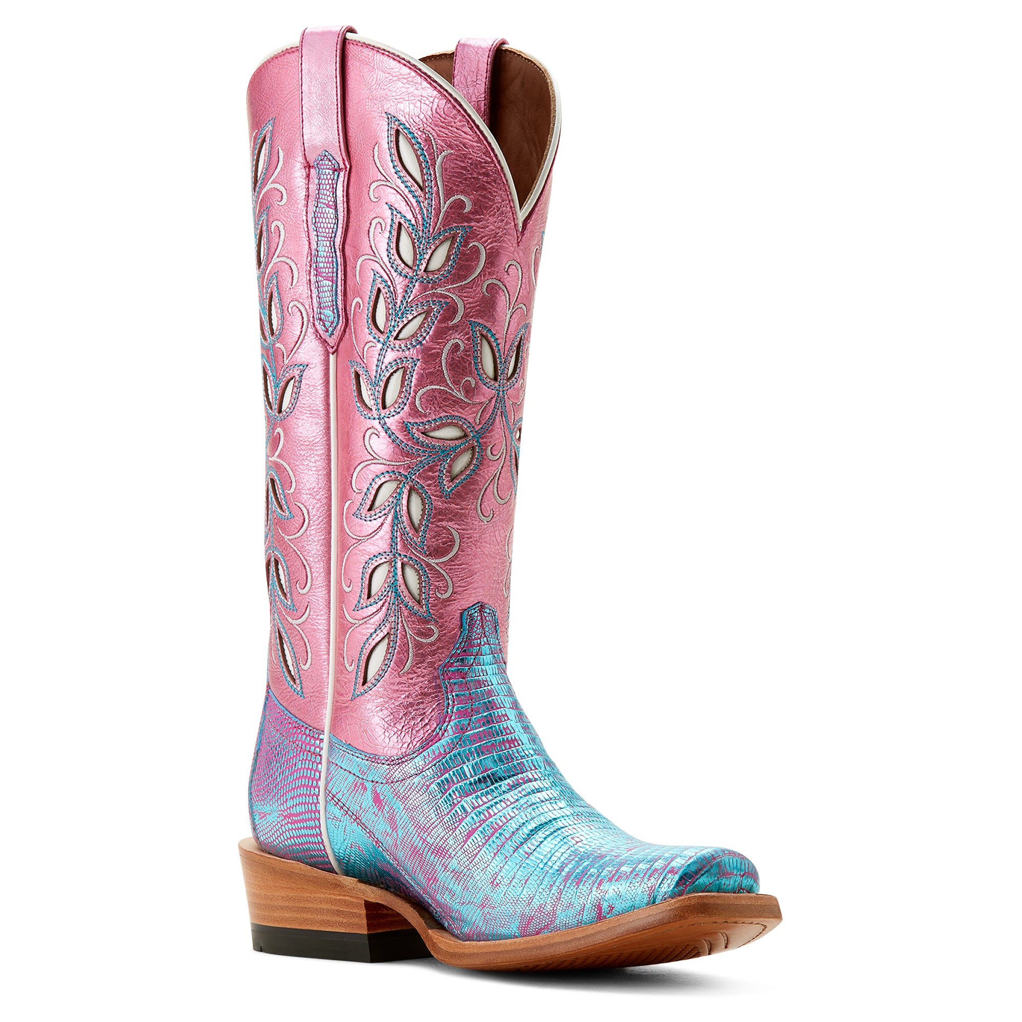 Teju lizard leather - cowgirl boots - turquoise and magenta boots - ariat boots