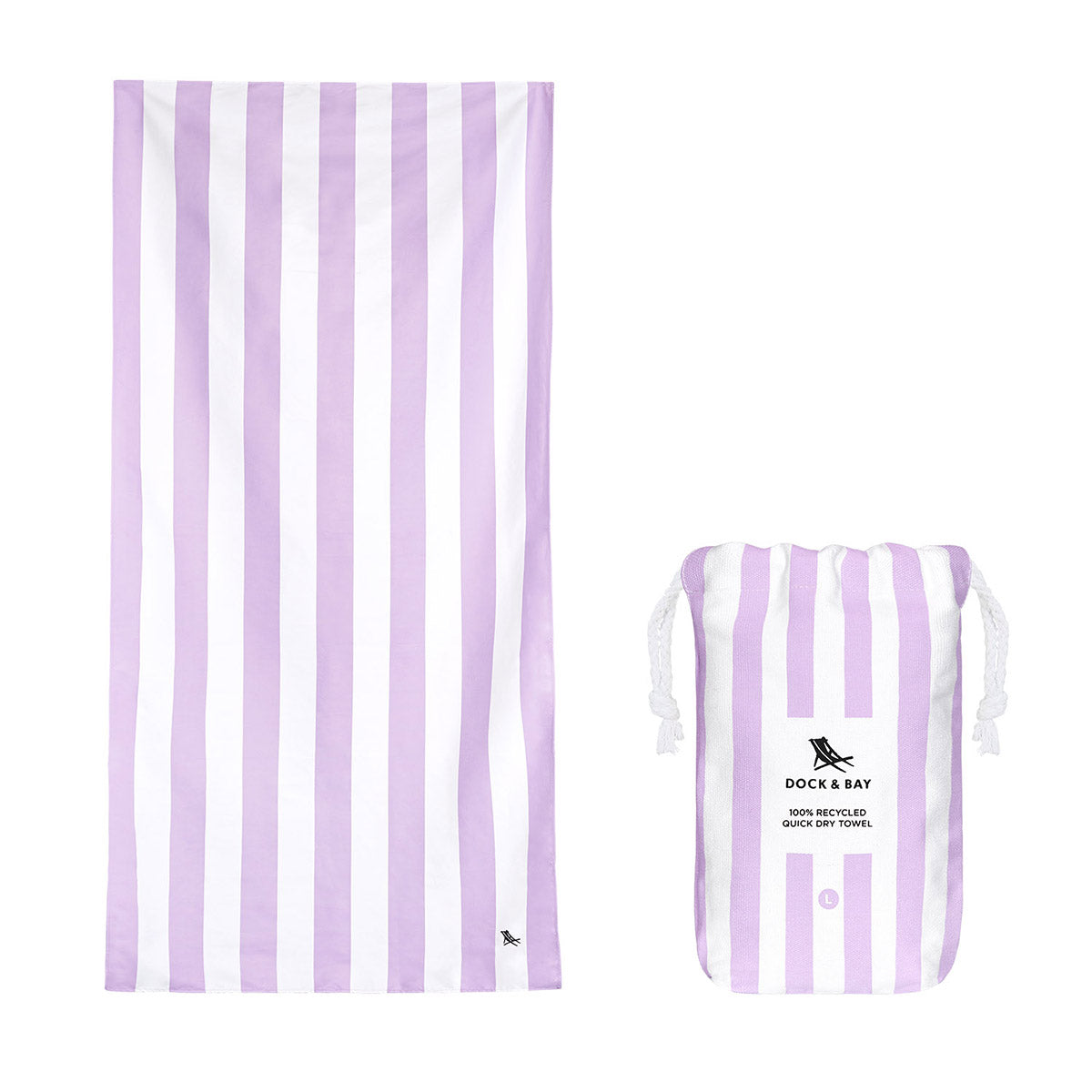 Dock and Bay towel, quick dry towel, purple and white striped towel, sand free towel, absorbent towel, beach towel, the conron store, grenfell nsw