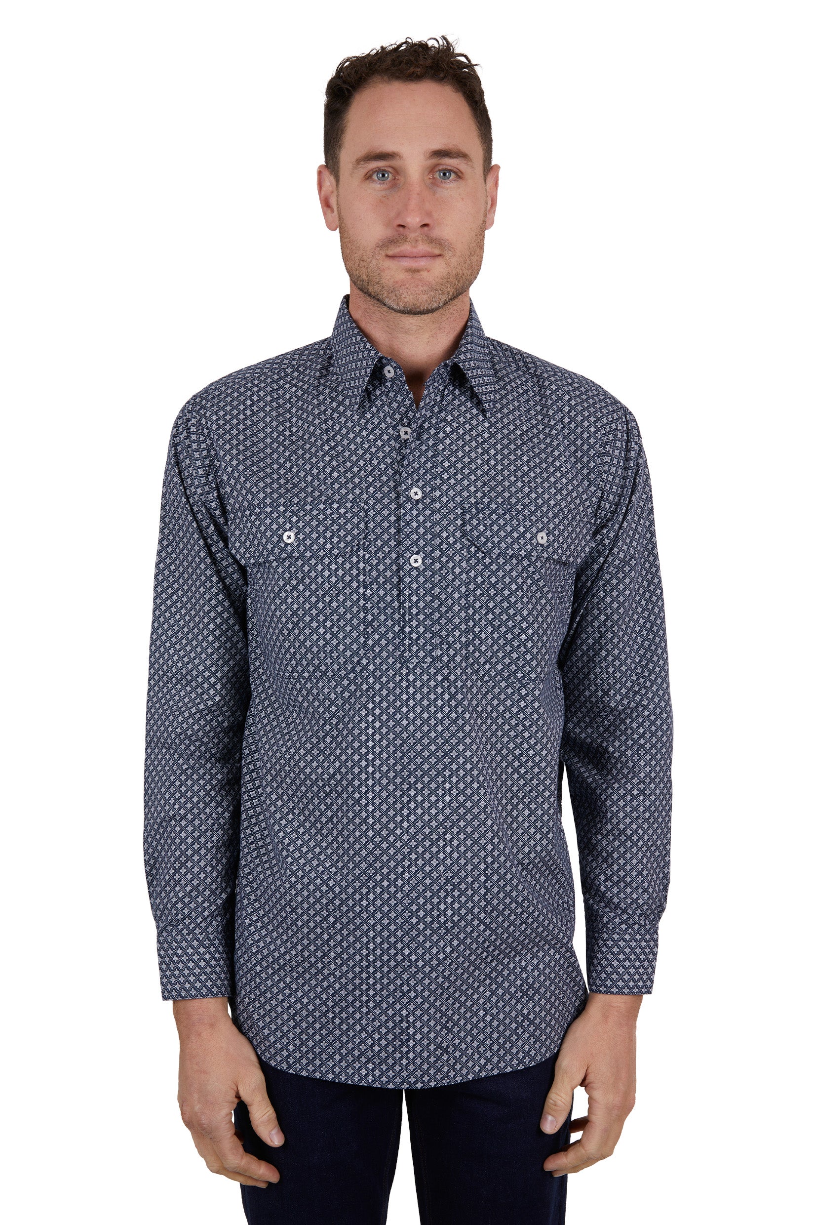 Thomas Cook Mens Quin Half Placket Long Sleeve Shirt