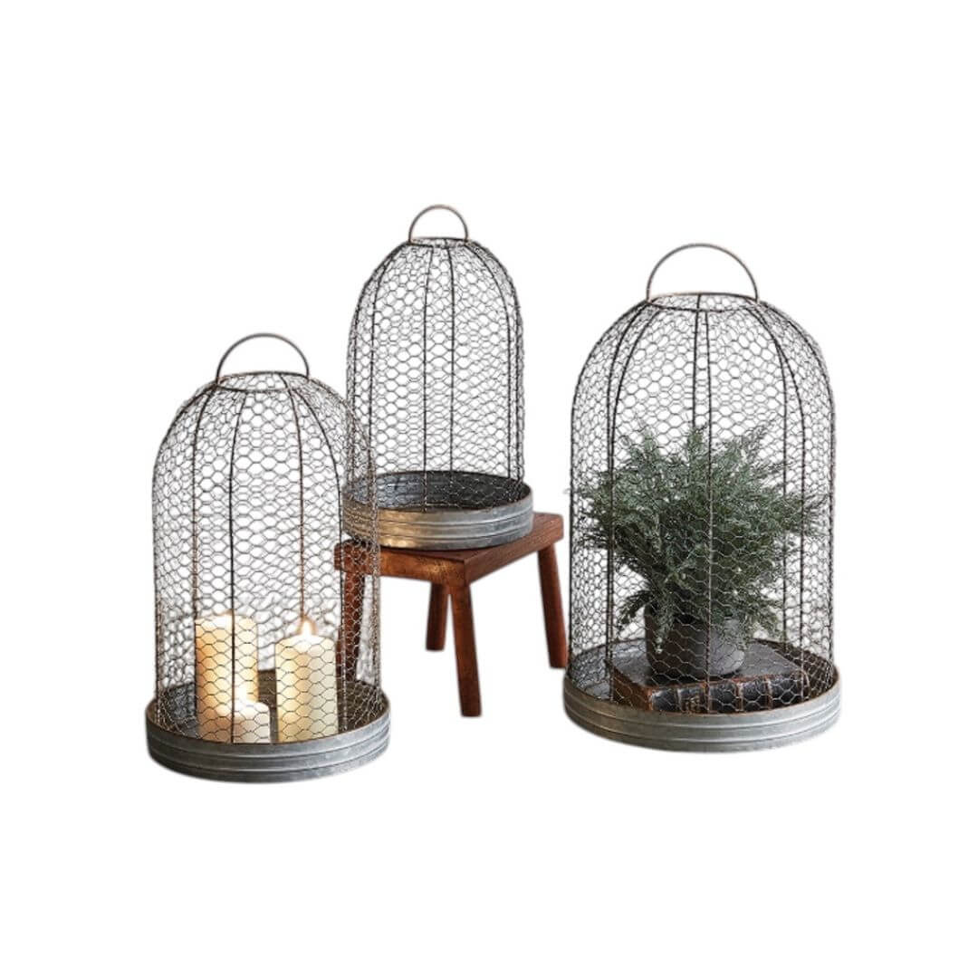 TCCS Darlin Dome Wire Cloche Plant/Candle Holders Set of 3