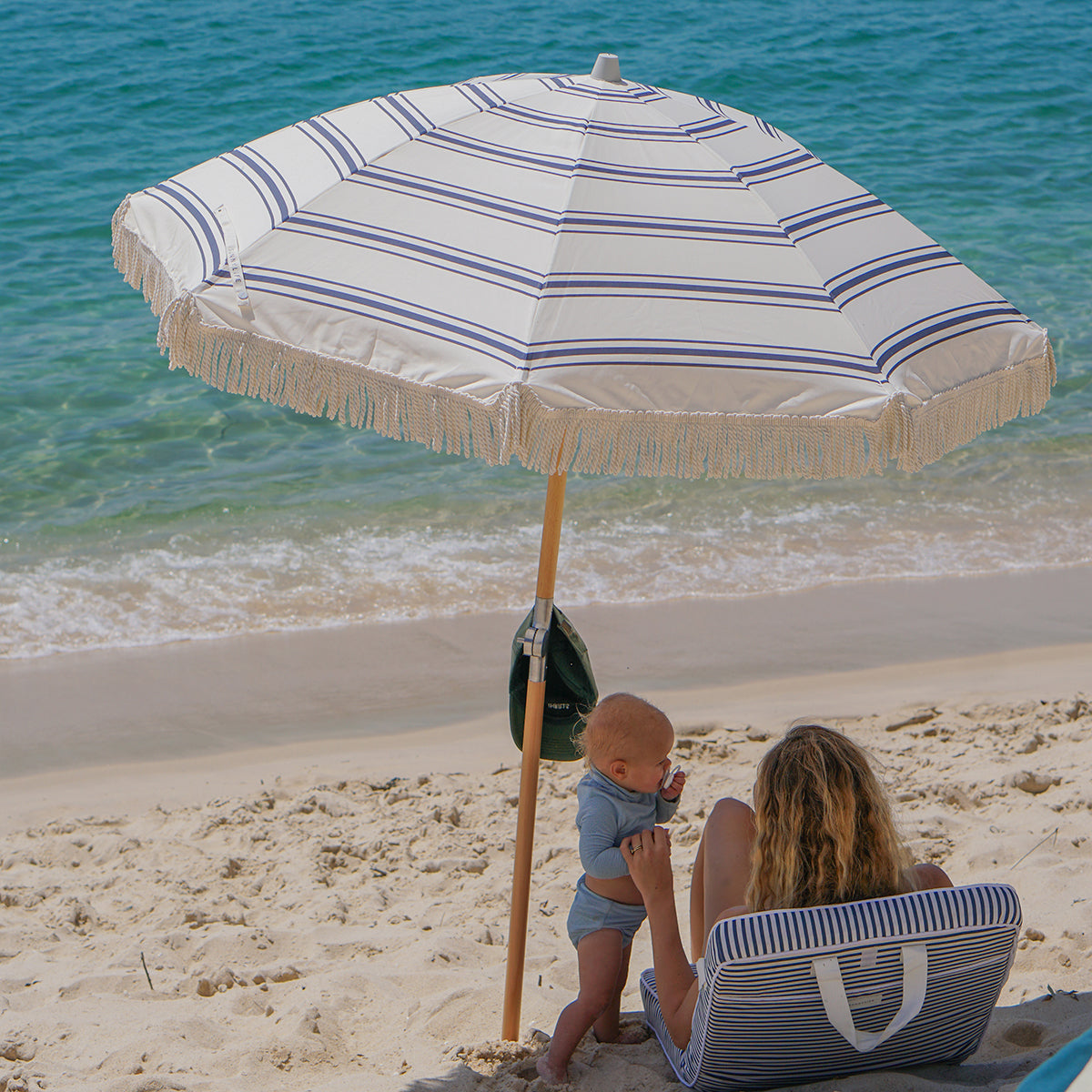 SunnyLife Luxe Beach Umbrella Coastal Blue