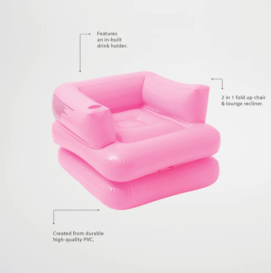 Sunnylife Inflatable Lilo Chair in Neon Pink