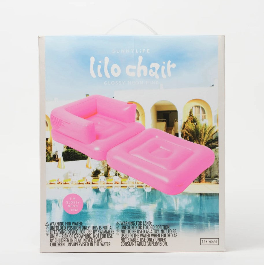 Sunnylife Inflatable Lilo Chair in Neon Pink