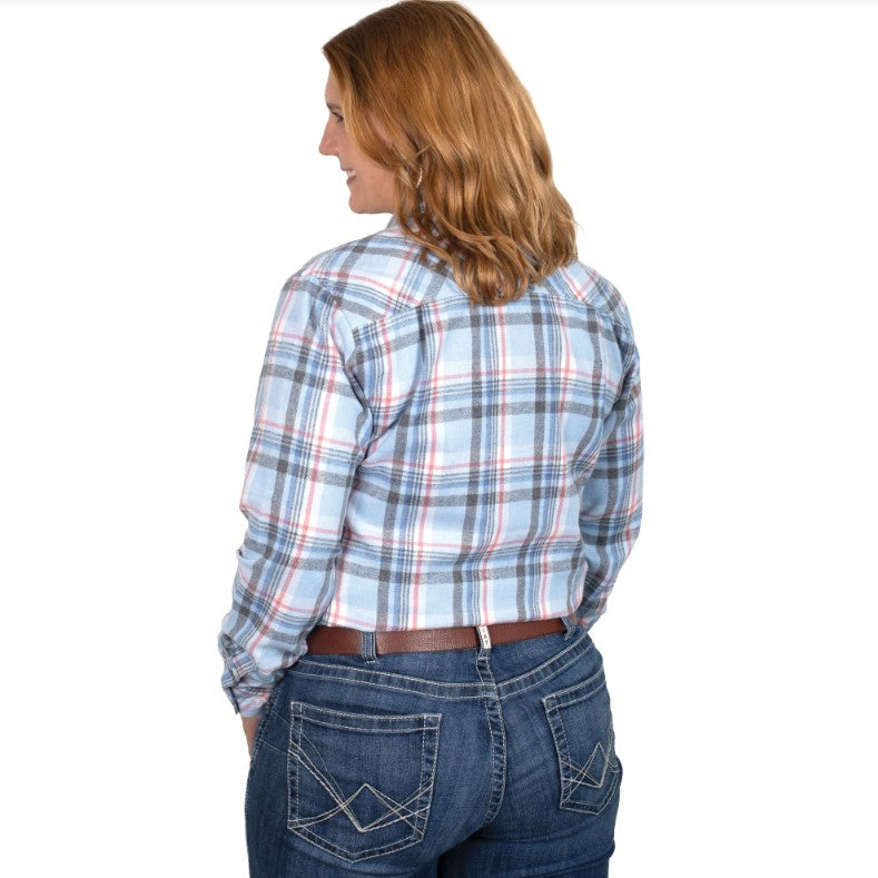 Just Country Jahna Workshirt Flannel in Plaid Blue