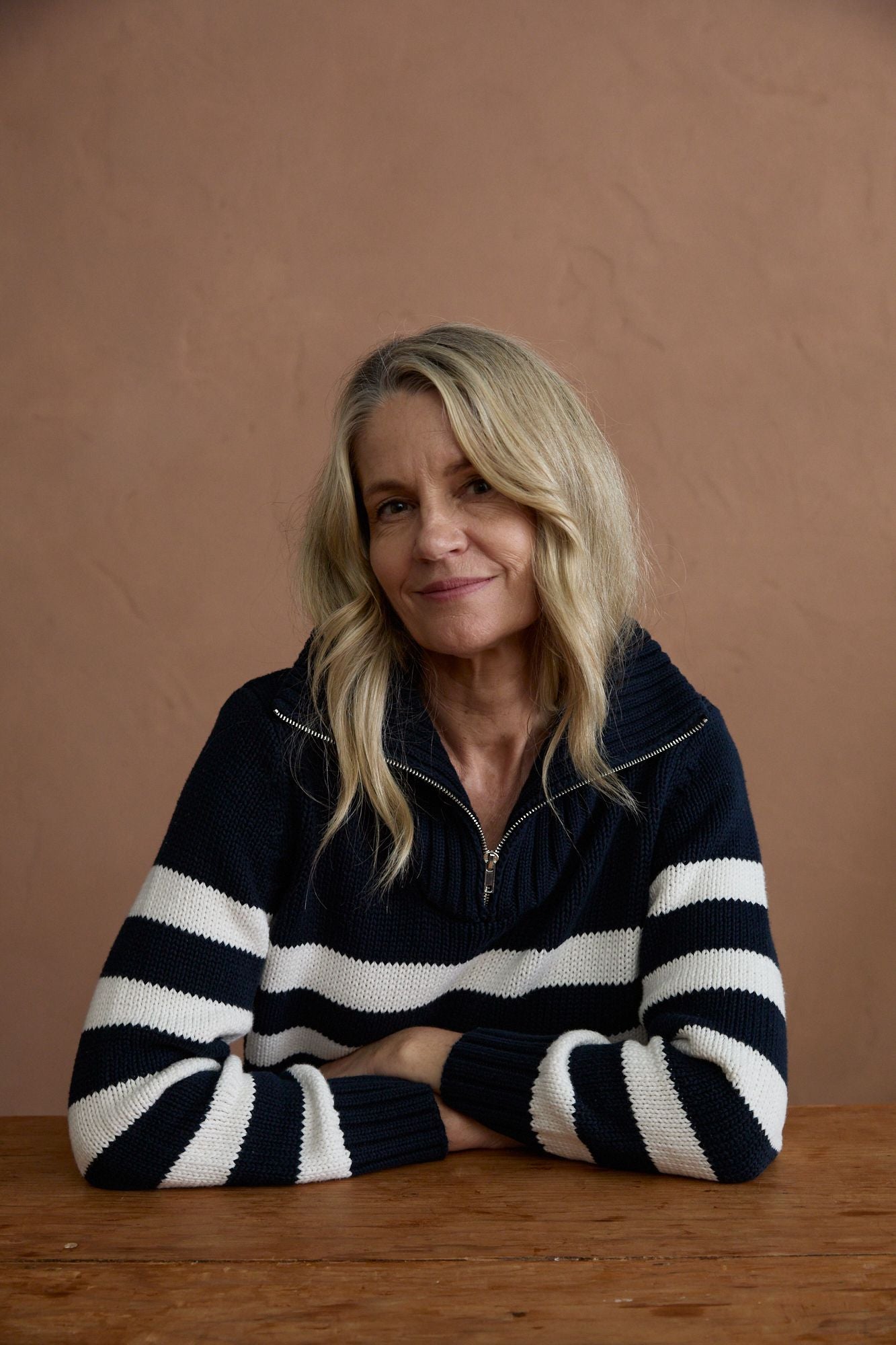 Goondiwindi Cotton Stripe 1/2 Zip Chunky Jumper