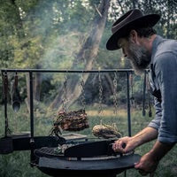 TCCS Barebones Cowboy Fire Pit Grill Side Table - 30"