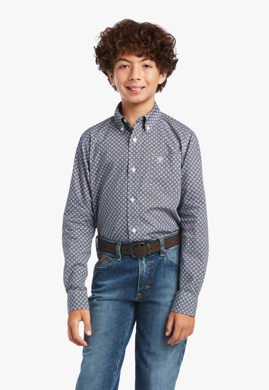 Ariat Boys Greysen Long Sleeve Shirt - Estate Blue