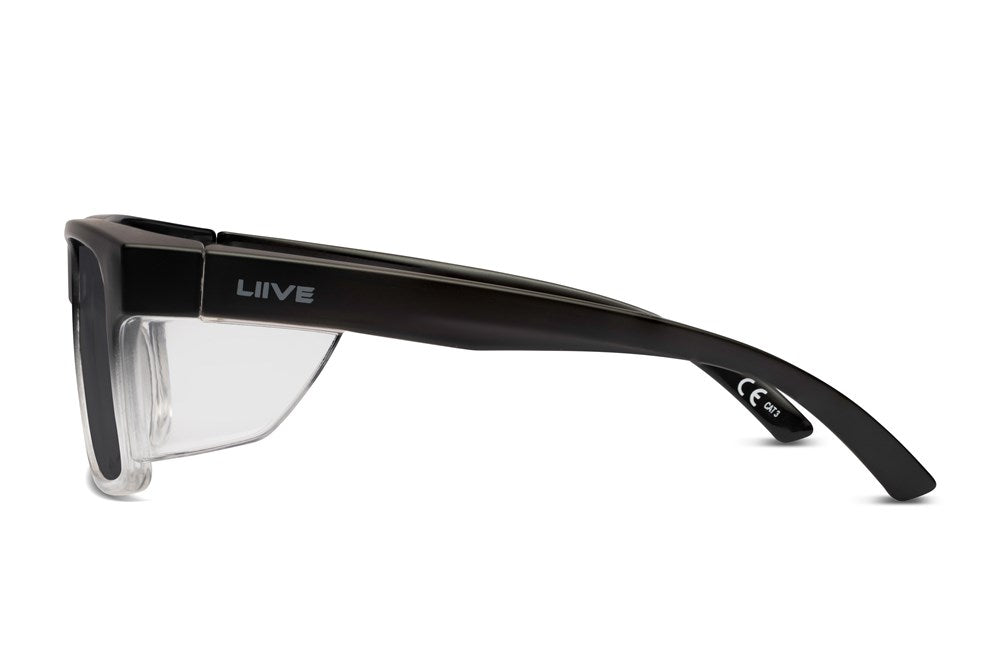 Liive Z Tradie Safety Matt Black Fade Clear Blinker Sunglasses