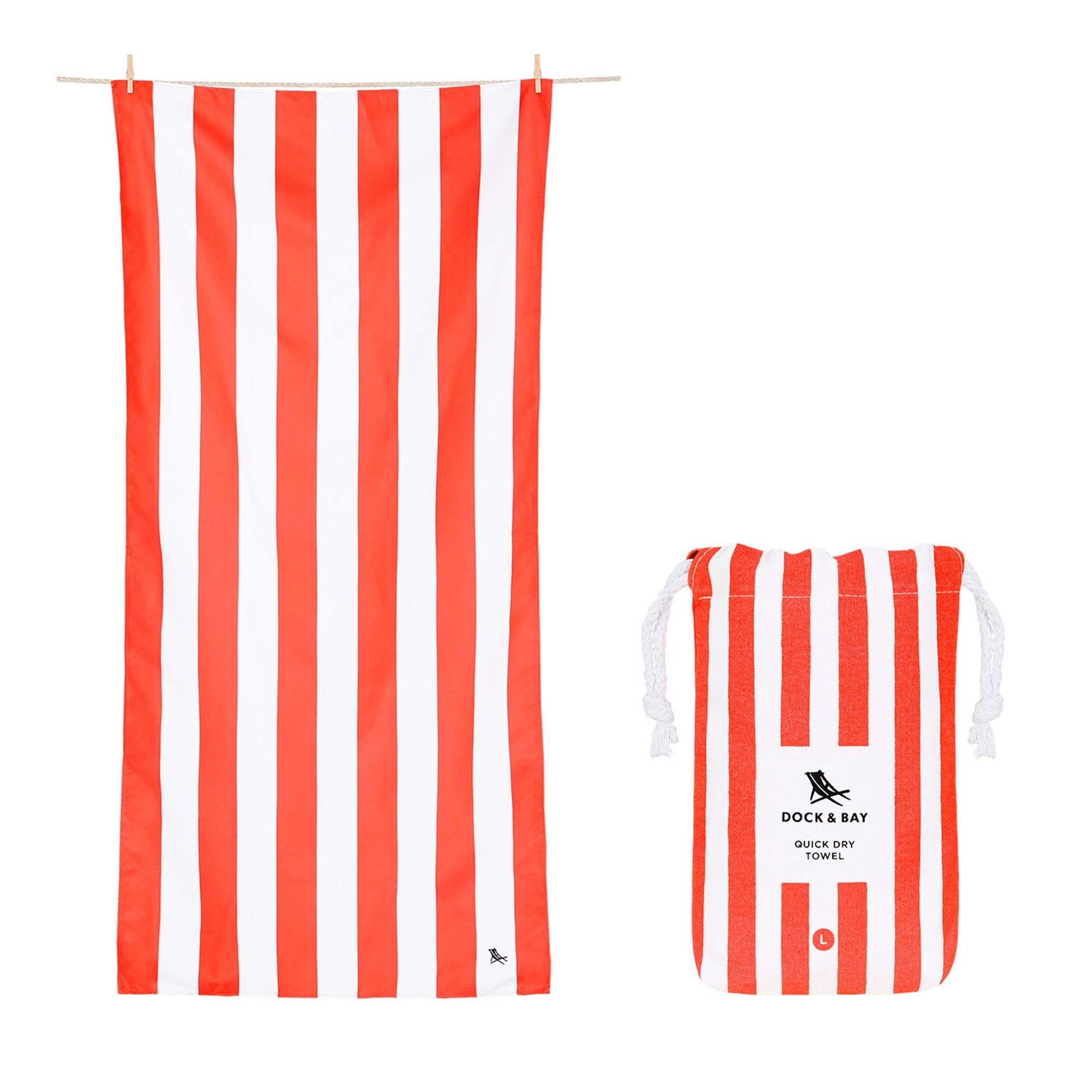 Dock and Bay towel, orange and white striped towel, sand free towel, absorbent towel, quick dry towel, beach towel, the conron store, grenfell nsw