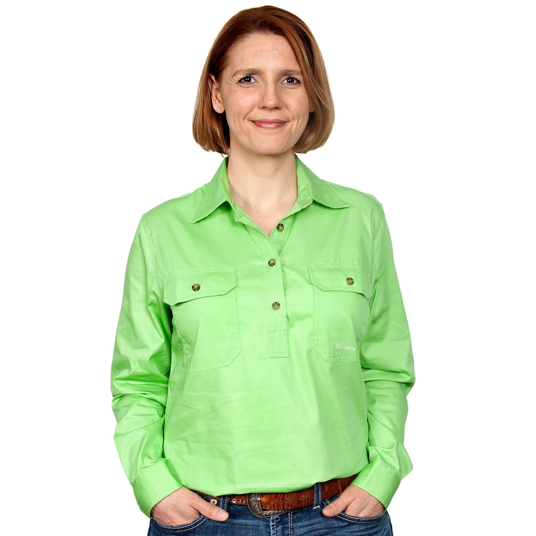 green work shirt, just country work shirts, womens workwear, the conron store, grenfell nsw, conron store grenfell, grenfell shops