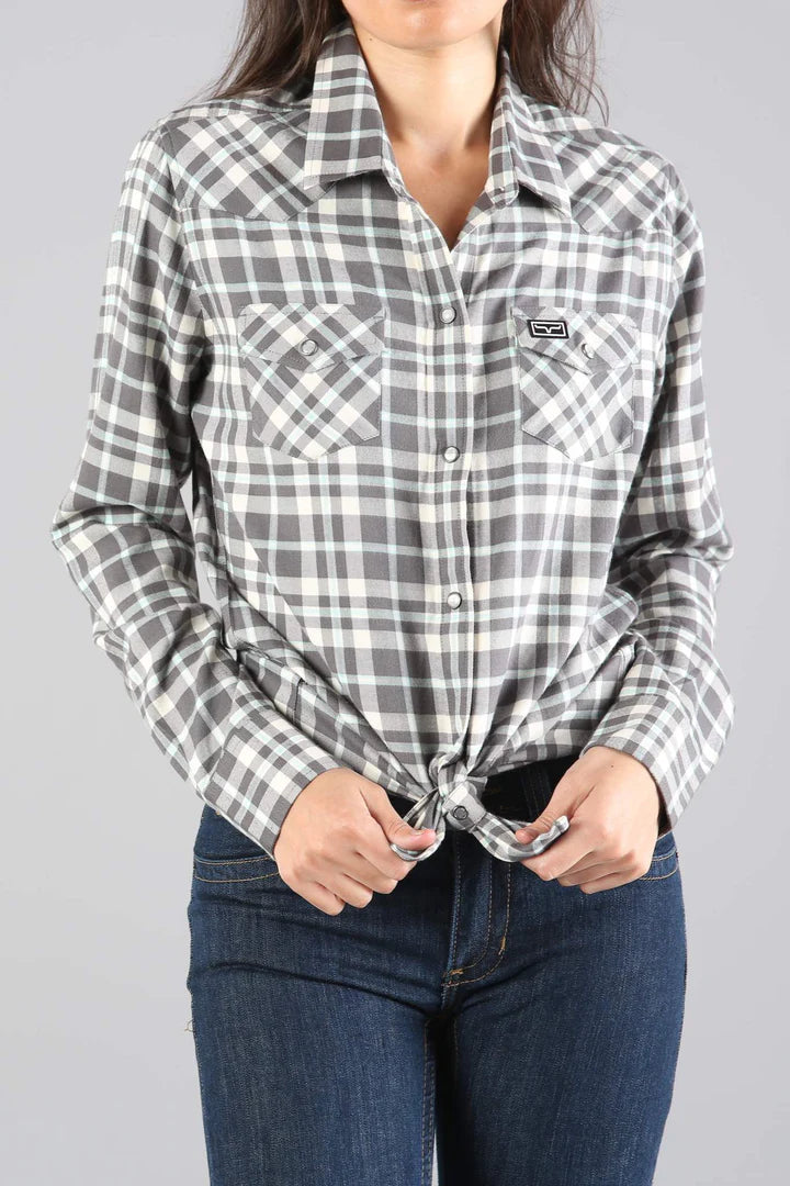 Kimes Ranch Jeans Australia Womens San Mateo Flannel Shirt Pewter Yellowstone