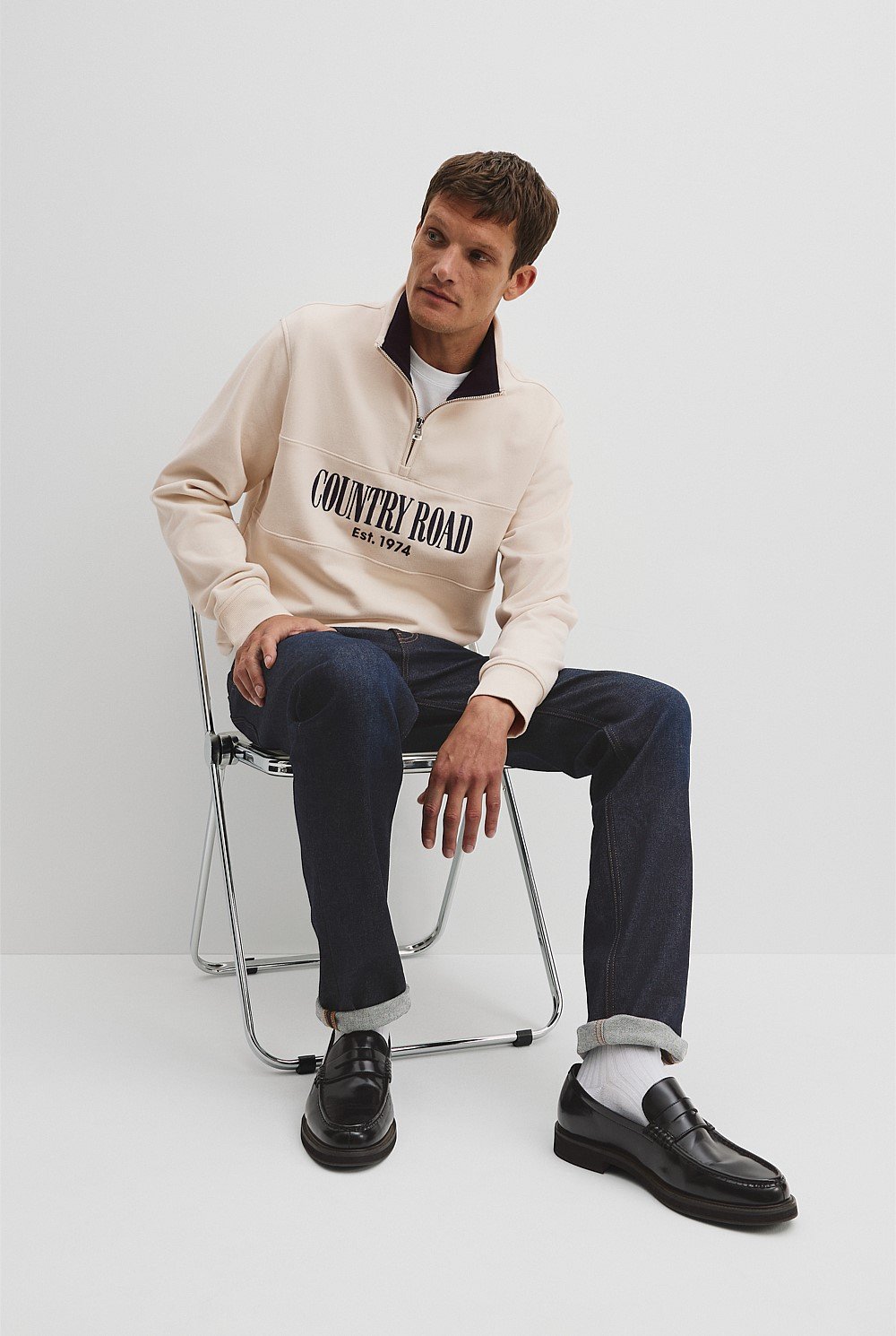 Country Road Men's Verified Australian Cotton Half Zip Heritage Sweat