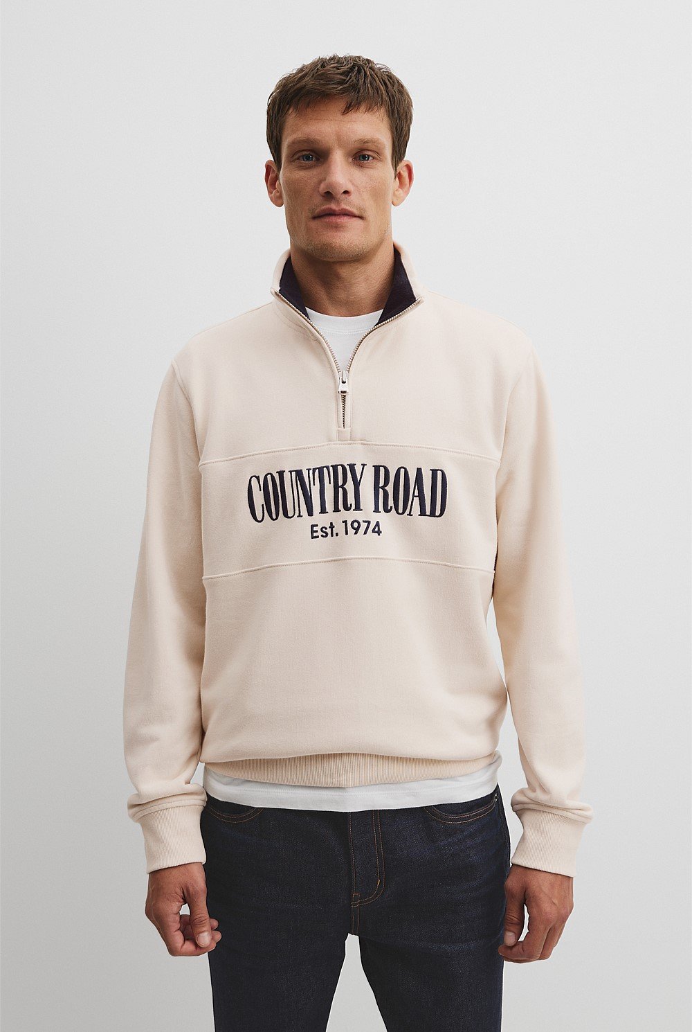 Country Road Men's Verified Australian Cotton Half Zip Heritage Sweat