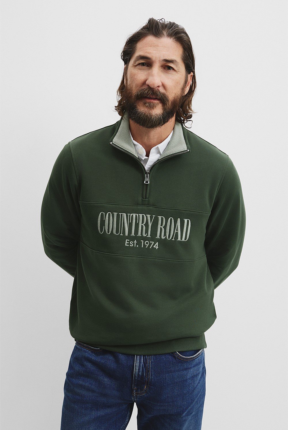 Country Road Men's Verified Australian Cotton Half Zip Heritage Sweat