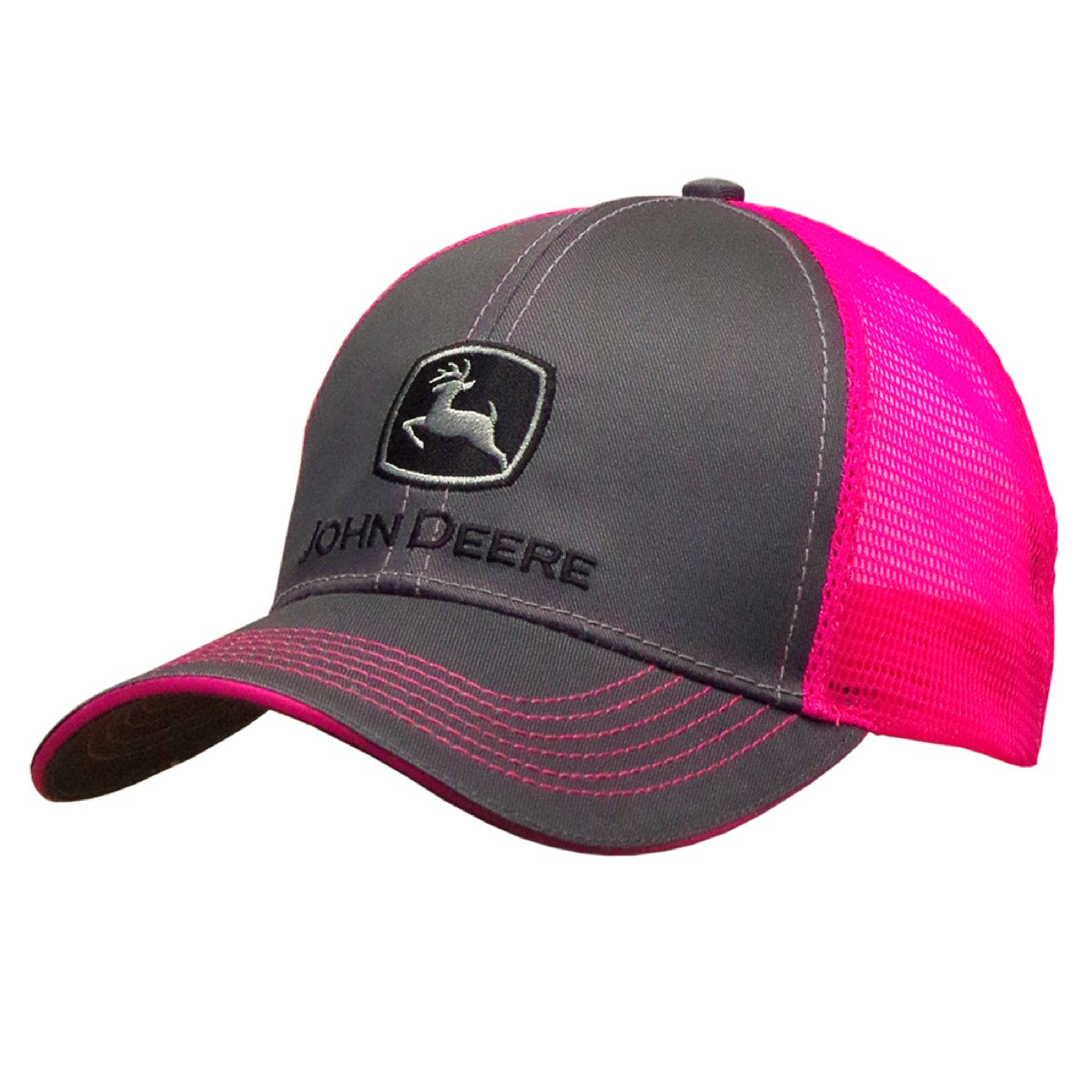 John Deere Charcoal and Neon Pink Logo Cap