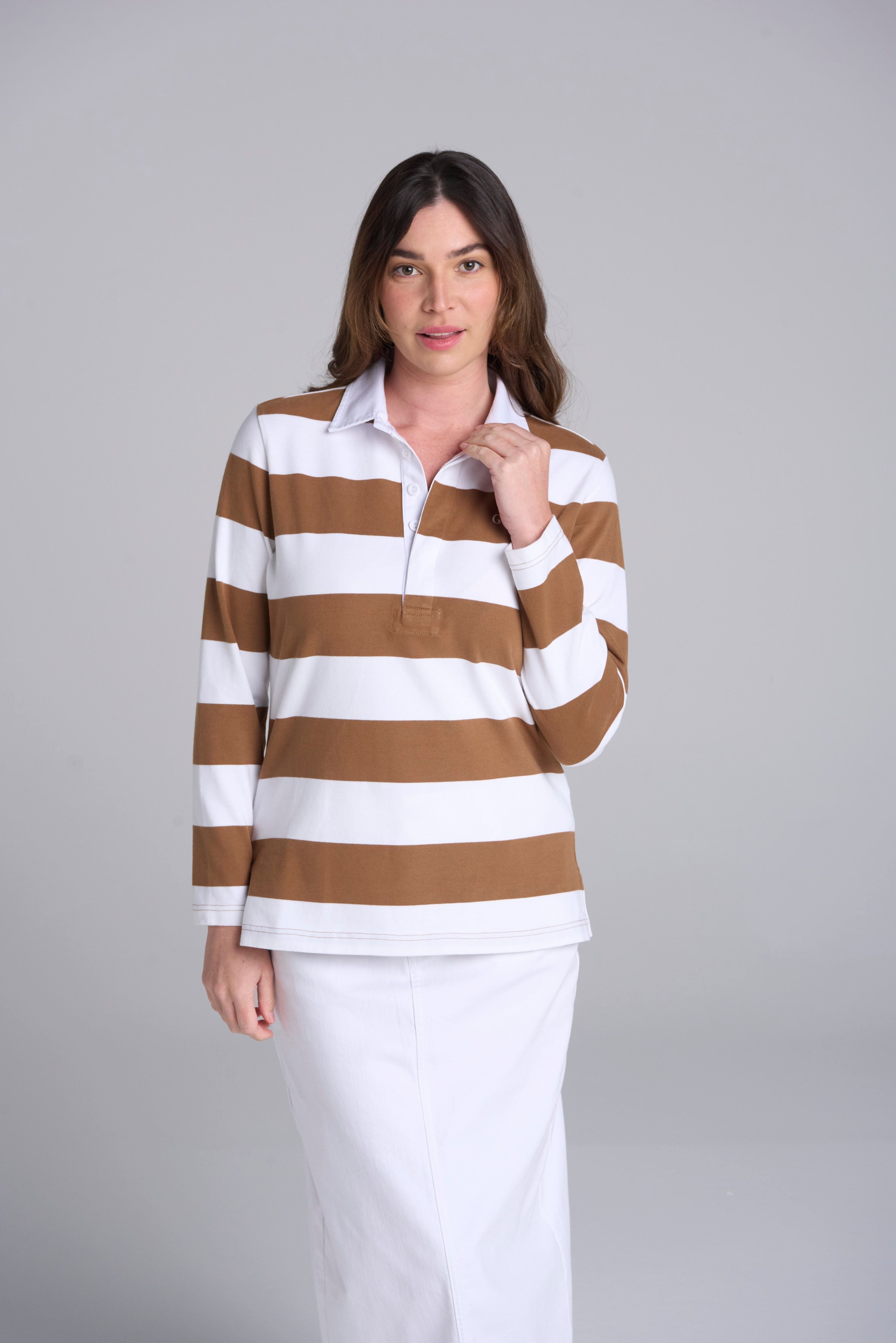 Goondiwindi Cotton Block Stripe Rugby Jumper