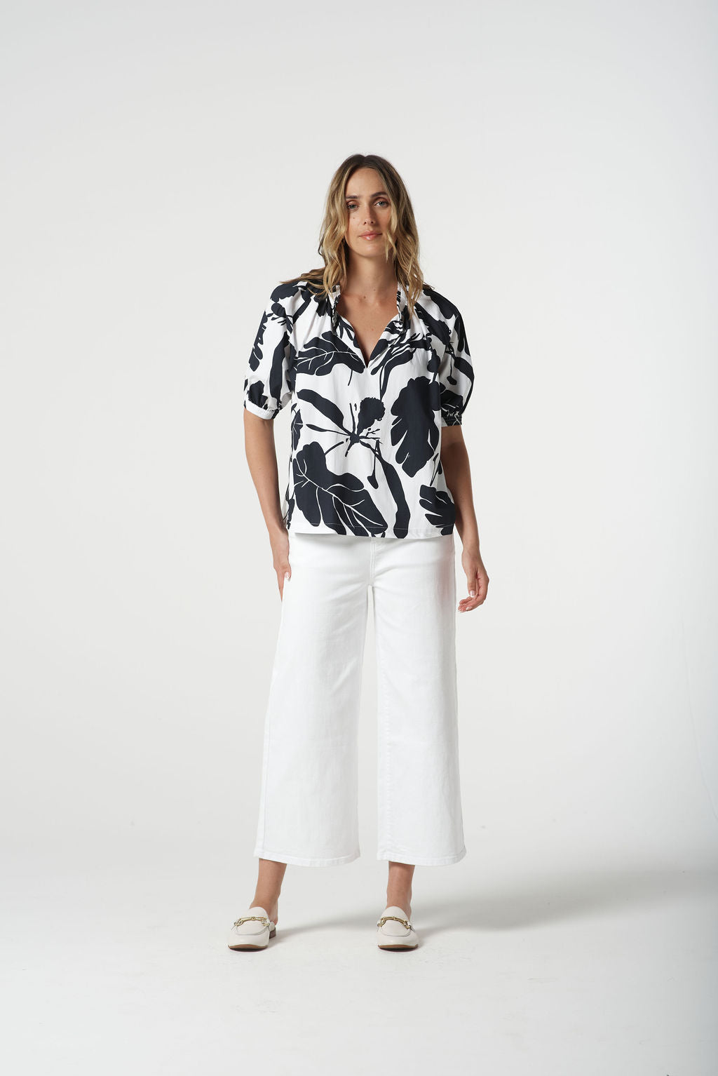 Goondiwindi Cotton, dress, leaf, print, navy, shirt, cotton