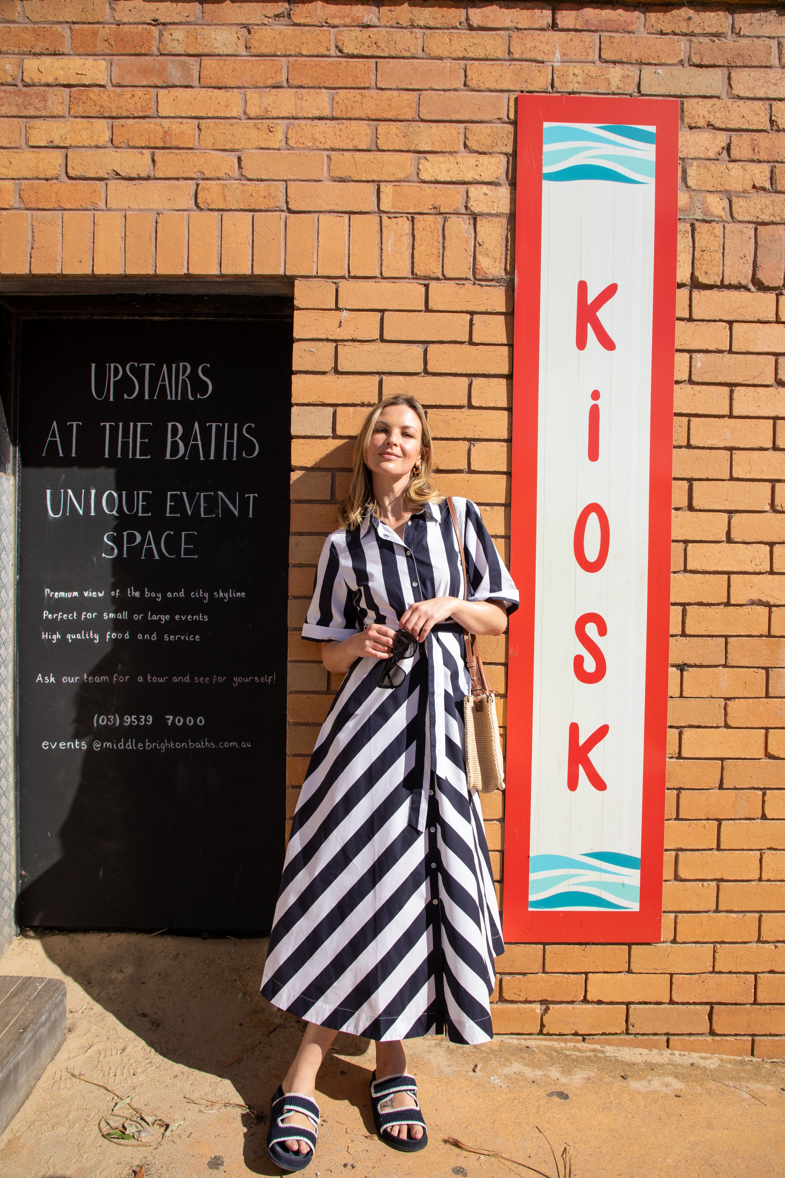 Goondiwindi Cotton, dress, cotton, navy and white stripe dress, woman's dress, women's dress