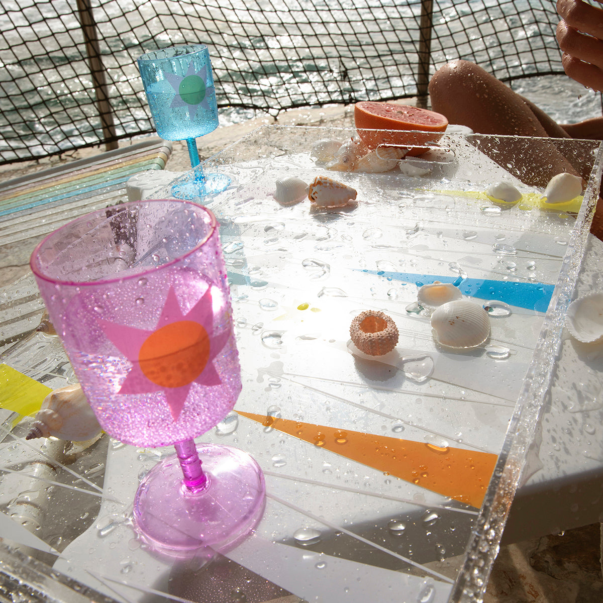 Sunnylife Poolside Wine Glass Utopia Multi Set of 4