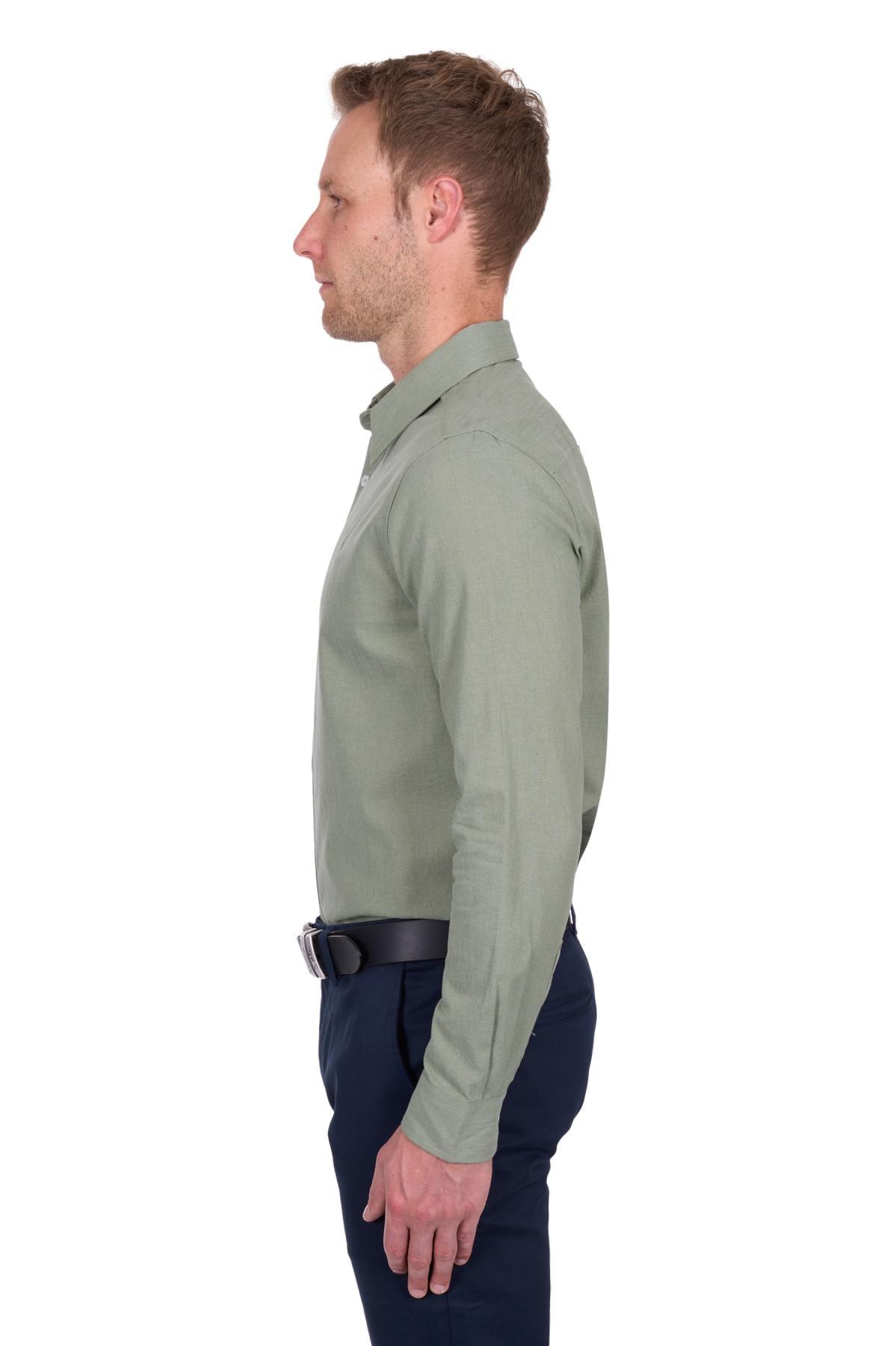 Linen, sage, mens shirt