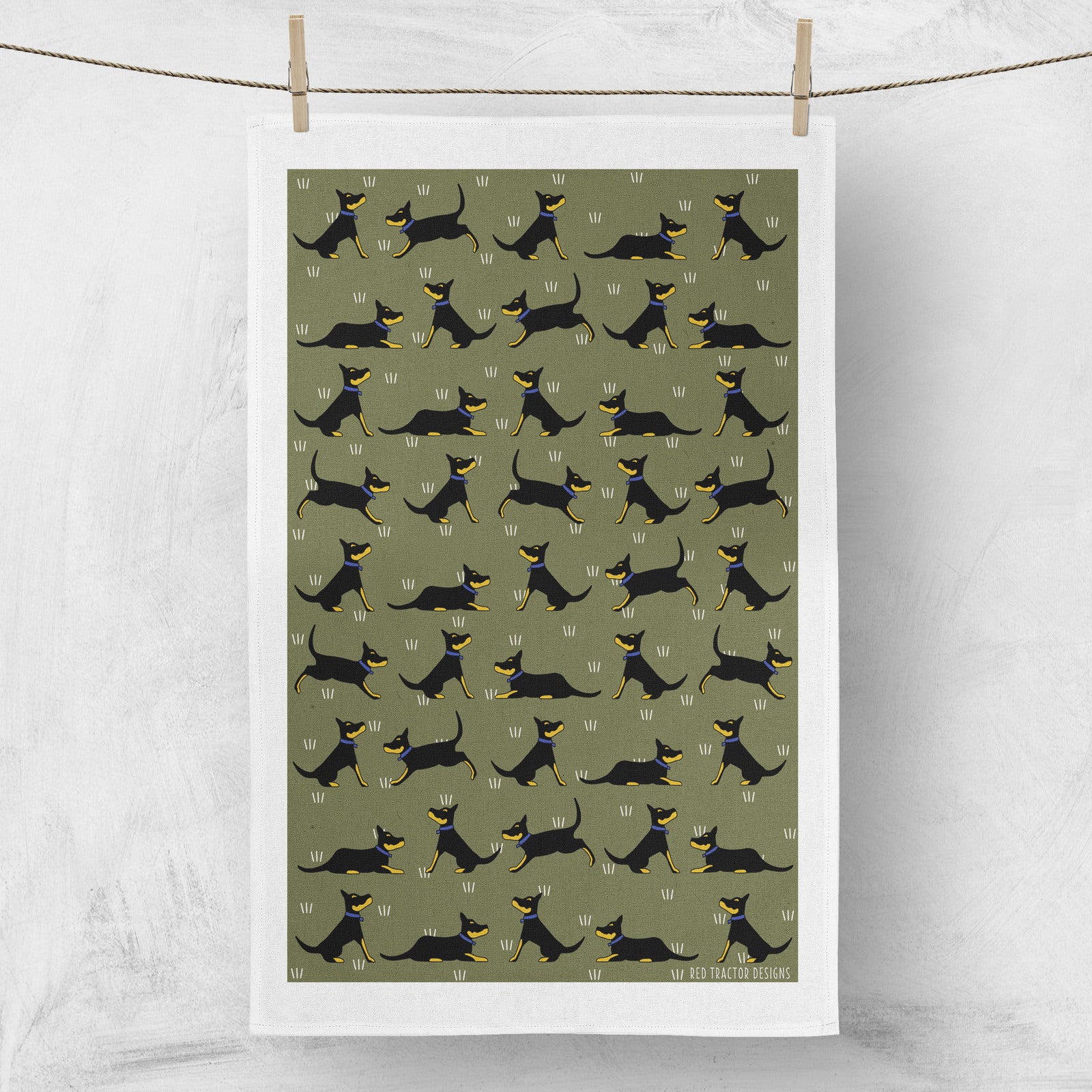 Red Tractor Designs Linen Tea Towel
