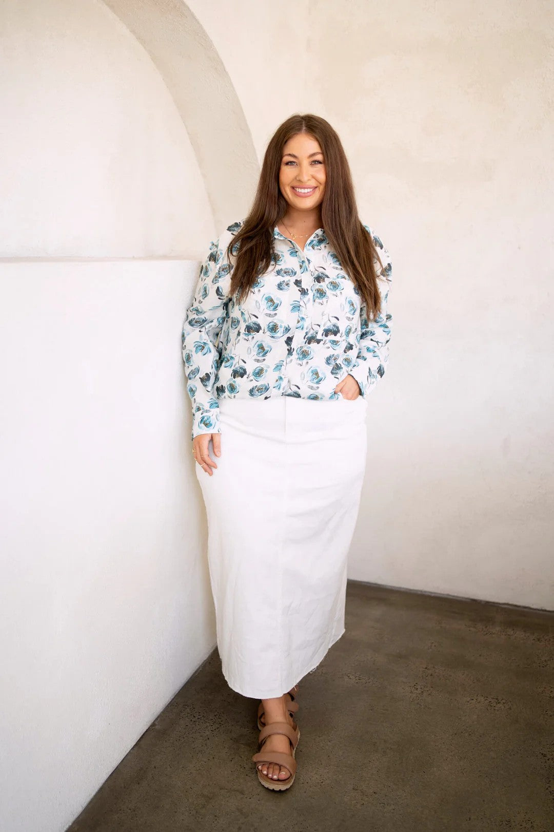 Outback Organic Linen Shirt - Big Skies Printed