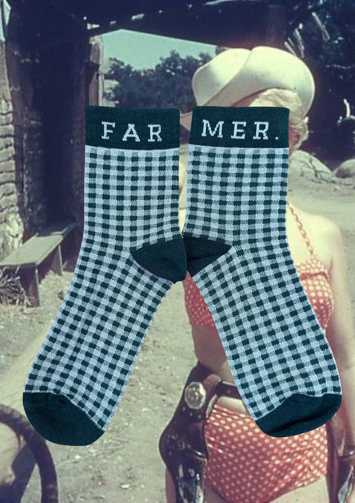 FAR MER Green Check Socks