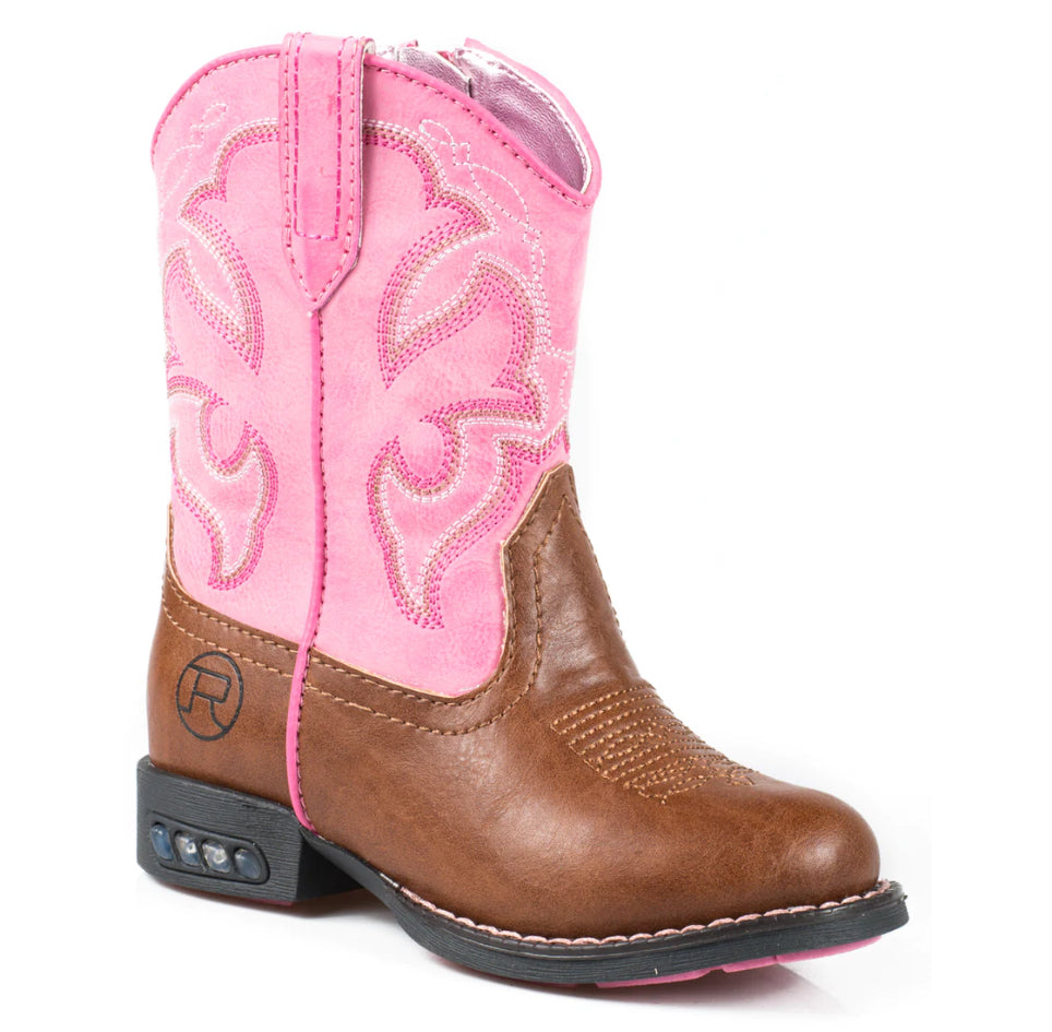 Roper Toddler Lightning Tan/Pink Boots