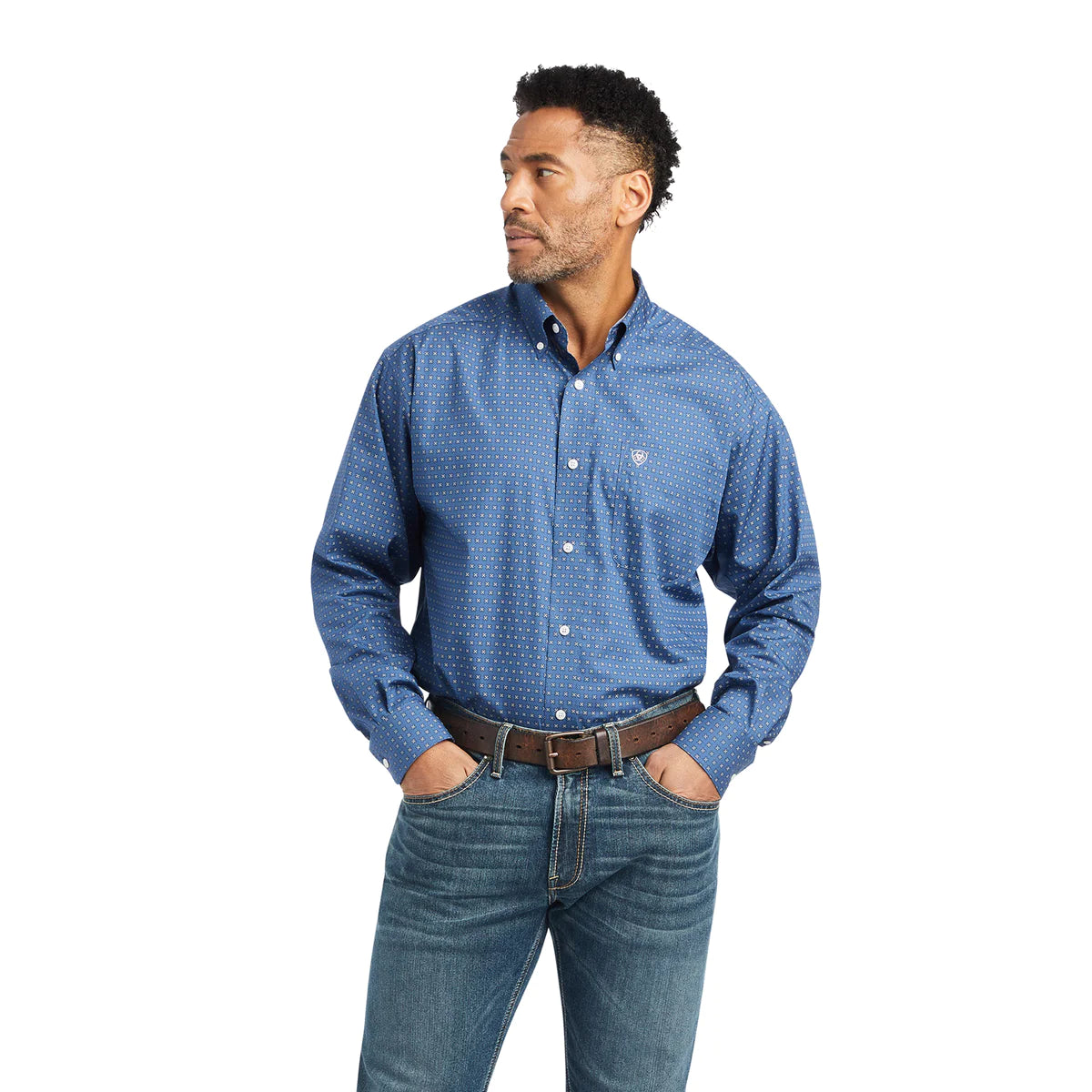 Ariat Men's Wrinkle Free Eaden Classic Long Sleeve Shirt - True Navy