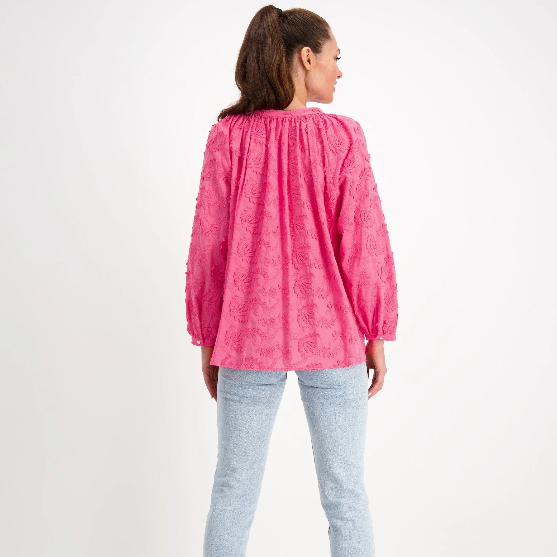 Sorority Pink Embroidered Cotton Blouse/Shirt