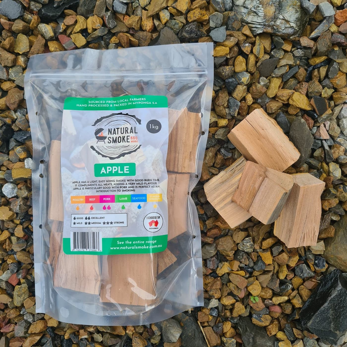 Natural Smoke Apple Wood Chunks 1kg
