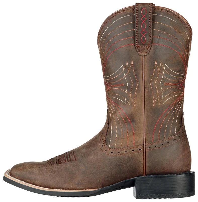 Ariat Mens Sport Wide Square Toe Western Boots Distressed Brown